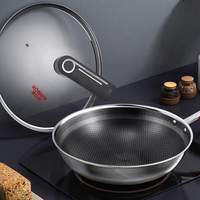 KOBACH 30cm 304 Stainless Steel Honeycomb Wok
