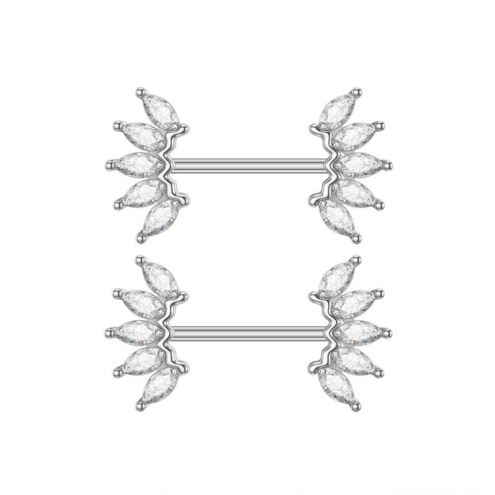 2pcs 316L Steel Maple Leaf Nipple Rings Barbell Butterfly Wing Shield Piercing for Women Girls Sexy Nipple Piercing Body Jewelry
