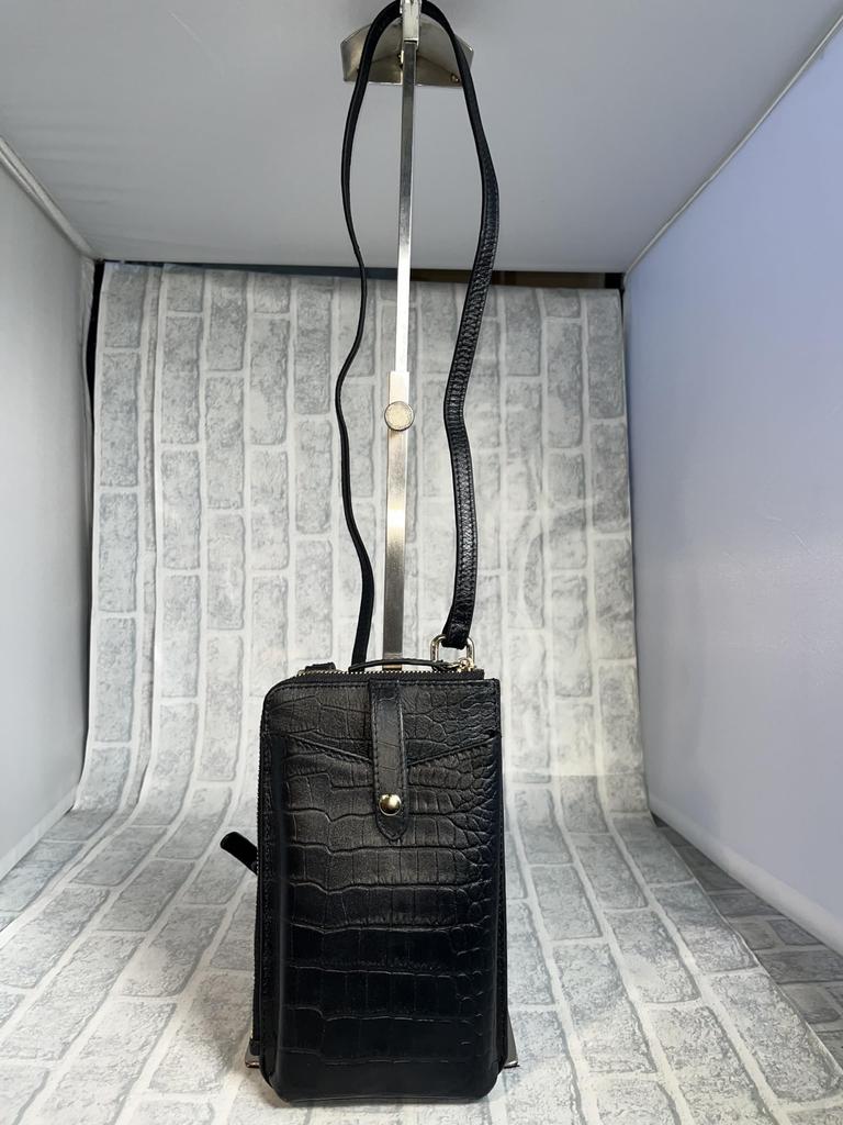 Smartphone Pochette Genuine Cow Leather Croco Embossed Men Cowhide Genuine Leather Smartphone Pochette Smartphone Pouch Travel Pochette Travel Pouch