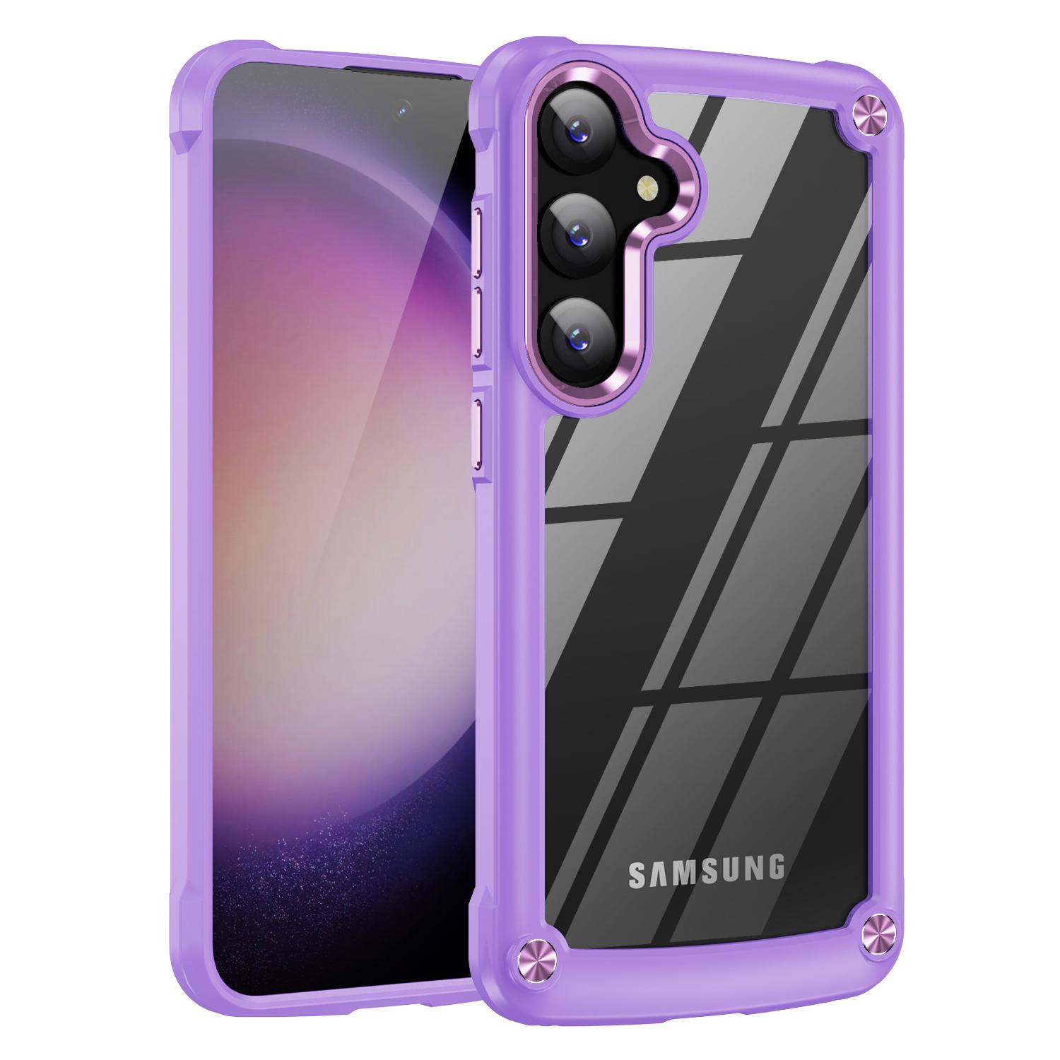 

PC+TPU Phone Case for Samsung Galaxy S24+ Phone Cover with Anti-Drop Alloy Lens Frame Purple