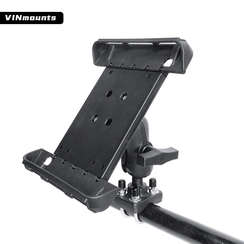 Heavy-Duty Outdoor Tablet Stand with U-bolt Round Tube Mount for 7-14 Inch Tablets