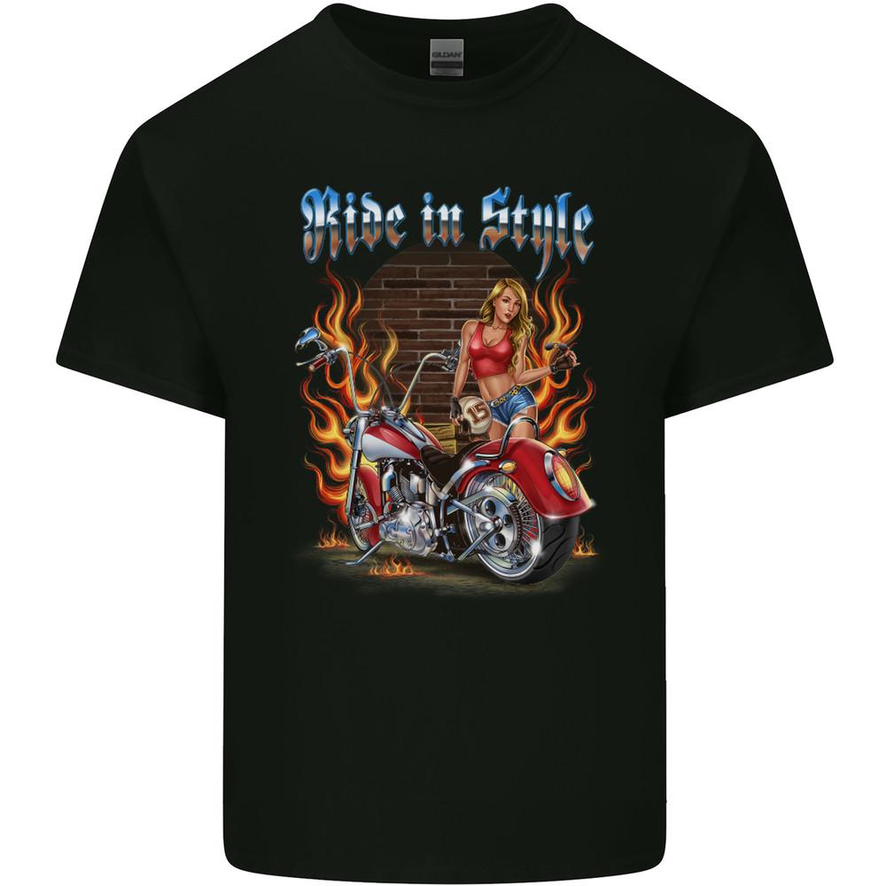Biker Ride in Style Chopper Motorcycle Mens Light Cotton T-Shirt Unisex T-Shirt M