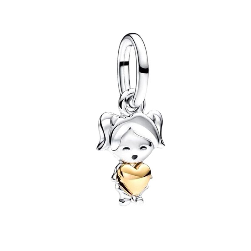 Cute Little Boy Little Girl Charm Beads Dangle Original Fit Copper Bracelet Necklace Beads For Diy Jewelry Women Gift