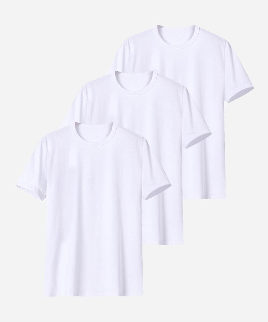 Muji [3Pack] Domestic 20-Count Combed Linen Heavyweight Basic Plain Unisex Short Sleeve T-Shirt (Type B)