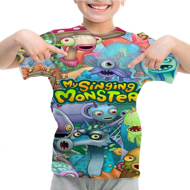 

Футболка с принтом My Singing Monsters 3D для мальчиков и девочек, летняя футболка с рисунком в стиле аниме с 3D-принтом, повседневные футболки с круглым вырезом и короткими рукавами для детей 150