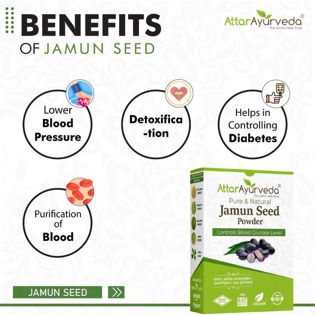 Attar Ayurveda Jamun Seed Powder 1 Kg Natural Herbal Powder For Daily Wellness Smooth Grinding Multipurpose Use