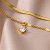 Cross Stainless Steel Cross Anklet Golden Zircon Cross Anklets Double Layered Ankle Chains  Woman