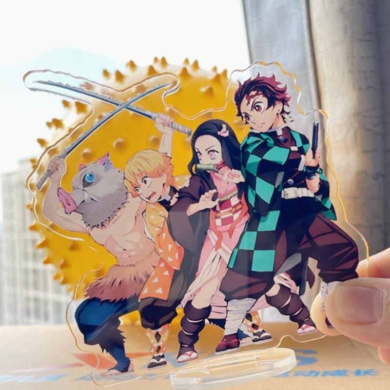 Acrylic Ornaments Kamado Nezuko Zenitsu Inosuke Anime Figures Car Desk Decoration Models Children Toy Birthday Gift
