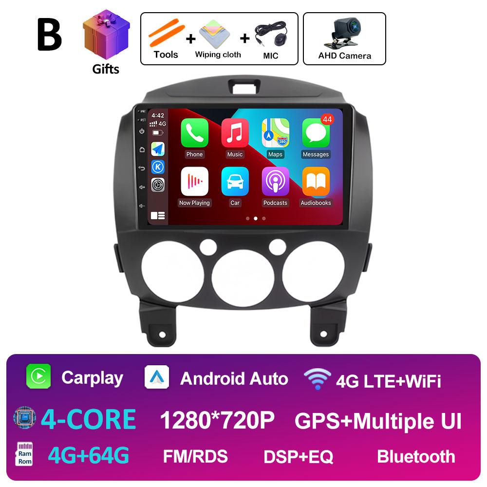For MAZDA 2 Mazda2 2007 2008 2009 2010 - 2014 Android Smart System GPS Navigation Car Radio Player QLED IPS Screen Auto Tools BT