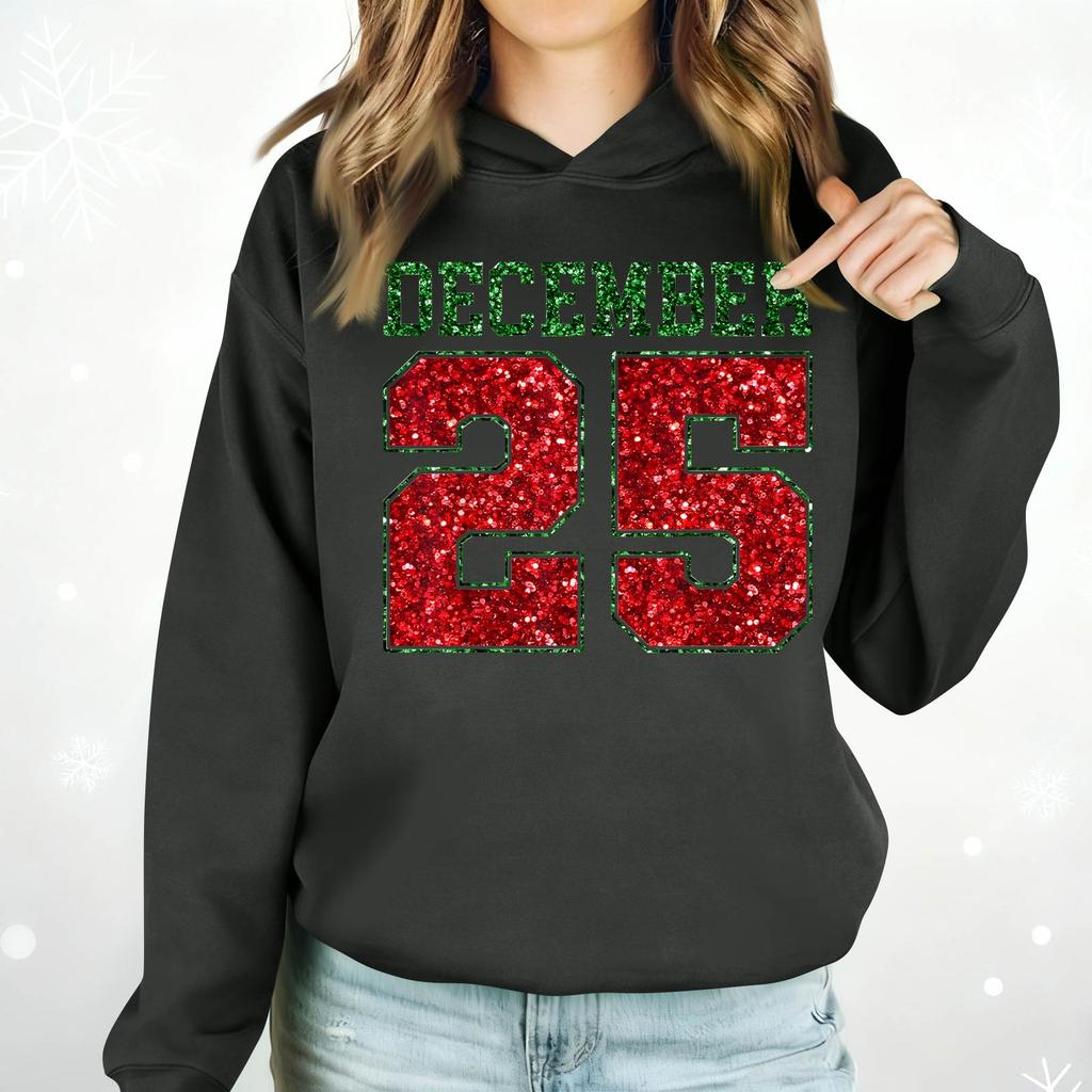 Ladies Fashion Casual Long Sleeve Printed Round Neck Hoodie Pullover Top