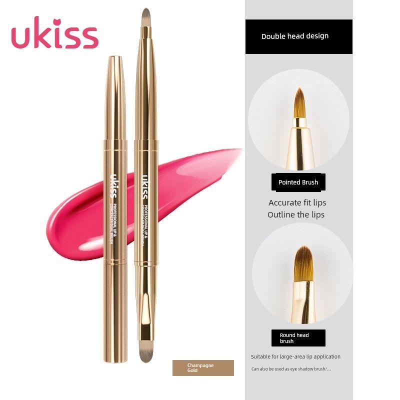 

Ukiss Portable Models Special for Makeup Artists Thin Stick Lip Brush Man-made fiber Double Lip Brush [Champagne Gold]]
