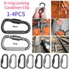 1-4PcsSurvival D-ring Locking Carabiner Clip Camping Mountaineering Buckle Multifunctional Hang Hook Buckle Hiking Backpack Tool