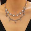3Pcs/Set Women Jewelry Set Rhinestones Inlaid Imitation Pearls Charm Necklace Drop Earrings Bracelet Set Dating Commuting Jewelry Set