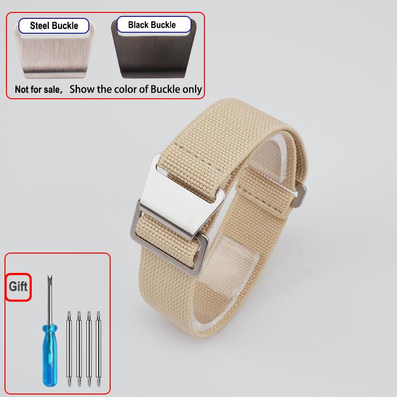 60s French Troops Parachute Bag Elastic Watch Strap 18 20mm 22mm Nylon Watchbands Man's Universal Ballistic Fabric Wristband