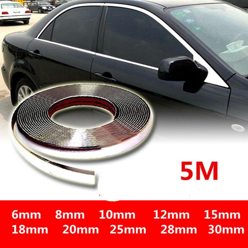 5M Exterior Car Chrome Body Strip Bumper Auto Door Protective Moulding Styling Trim