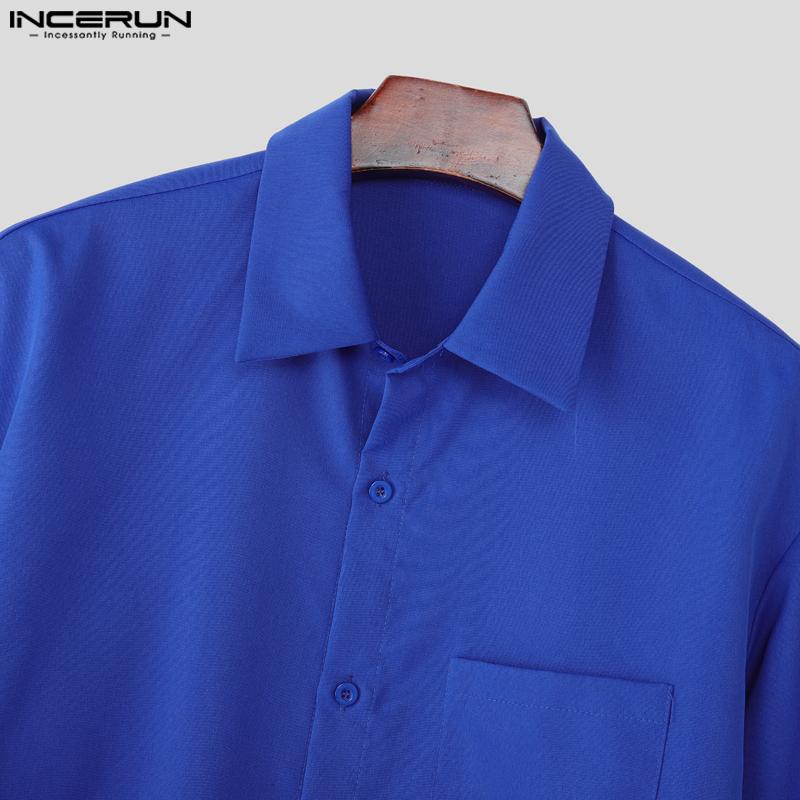 INCERUN Men Two Pieces Long Sleeve Buttons Shirts with Wrap Hem Sets