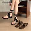 Women Square Toe Mid Heel Sandals Ankle Strap Shoes 2025 Summer Chunky Heeled Shoes Clip Toe Casual Sandalias Zapatos De Mujer