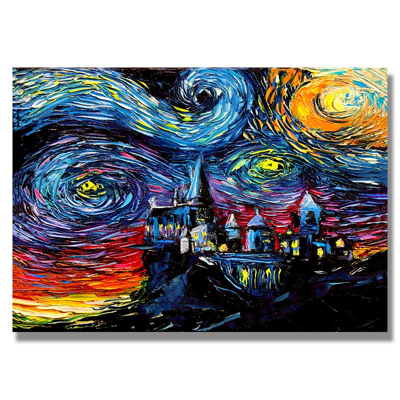 Starry Night by Vincent Van Gogh Famous Artist Art Print Wall Picture Canvas Oil Painting Home Wall Decor
