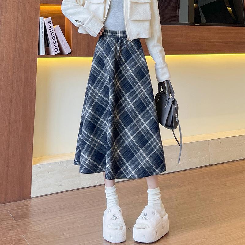 

Женская осенне-зимняя приталенная юбка миди с высокой талией, юбка-зонт в стиле Майяр, ретро, универсальная, большого размера, длинная юбка XL