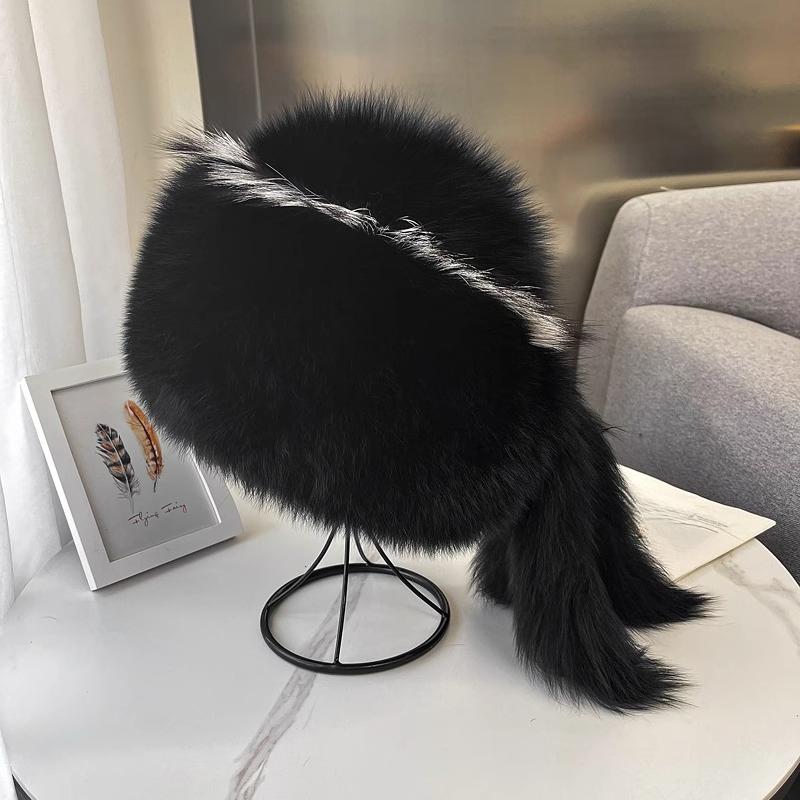 Fox Fur Hat Women's New Winter Warm Mongolian Hat Thickened Outdoor Skiing Fur Hat Shows A Small Face