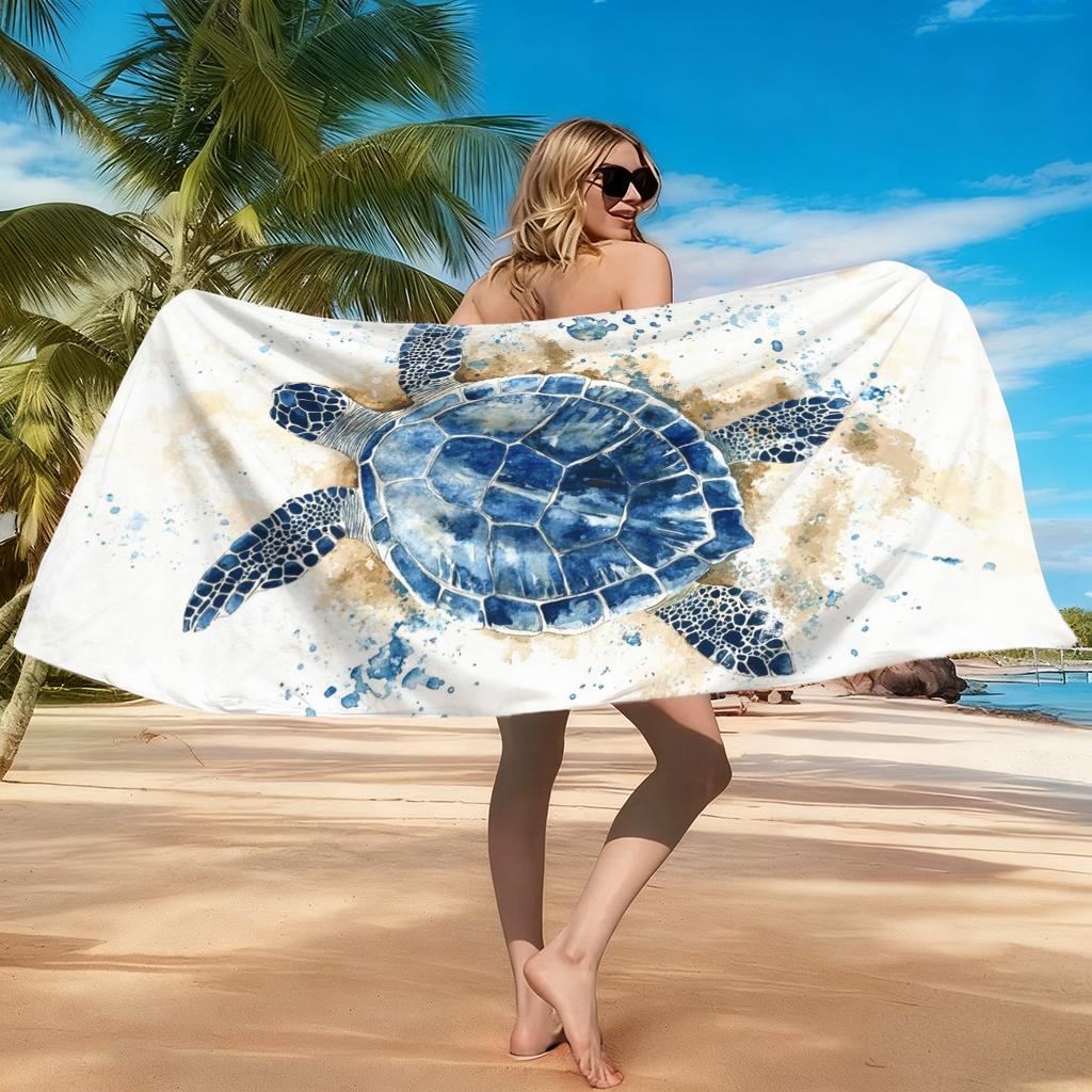 1Pc Sea Turtle Beach Towel Quick-Drying Super Absorbent Suitable For Swimming Beach Pool Gym Family Travel Gift For Friends