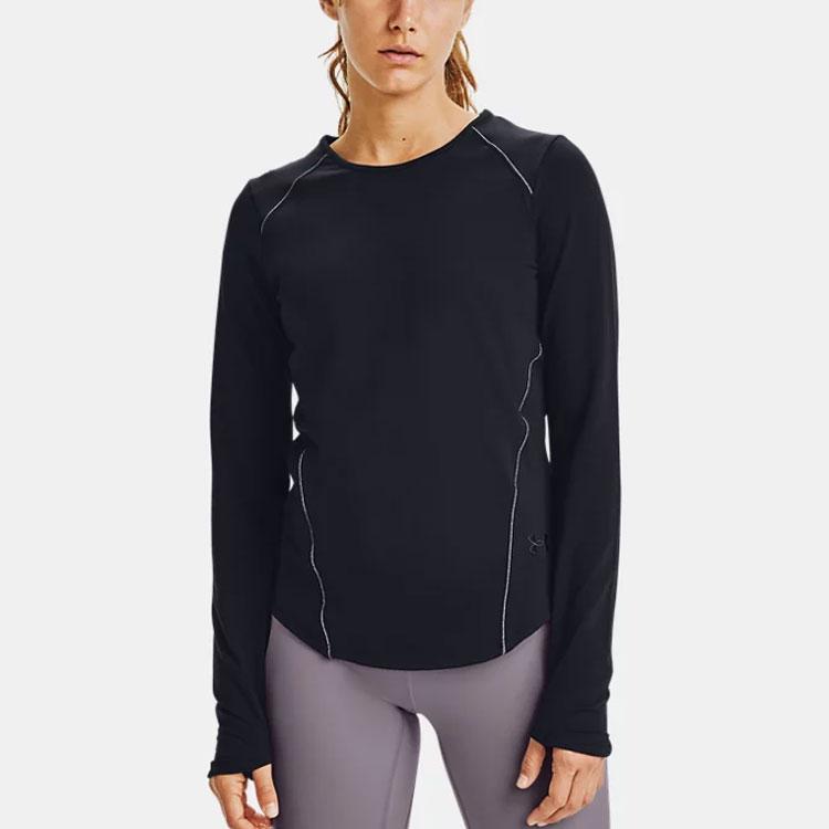 Under Armour Infused Meridian Crew Long Sleeve T-Shirt Women Tops Black 1360568-001