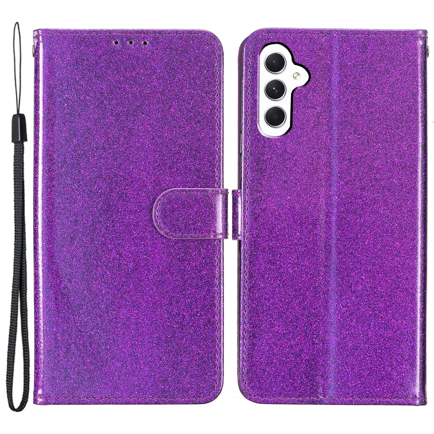 

For Samsung Galaxy A35 5G Leather Case Glitter Card Slots Wallet Phone Cover Purple