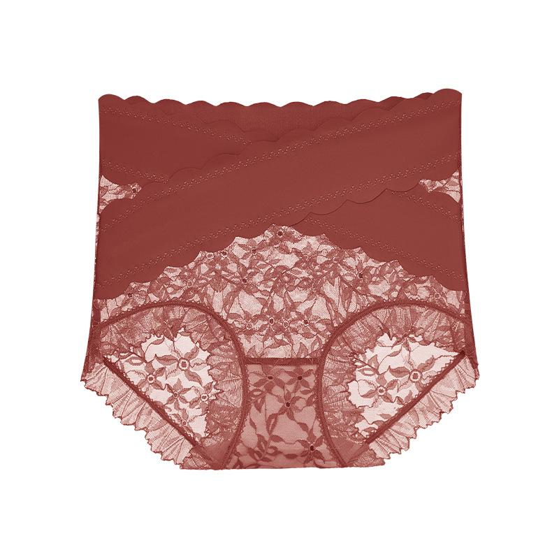 

Сексуальное кружевное нижнее белье для женщин с высокой талией, сексуальные маленькие цветочные крестики, слегка зауженные легкие пластиковые трусики XL бордовый