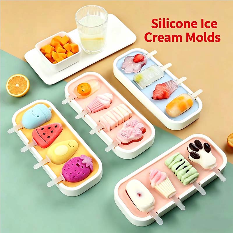 Cute Silicone Popsicle Molds Food Grade Homemade Ice Pop Stick Ice Cream Cheddar Cheese Stick Mould for Home