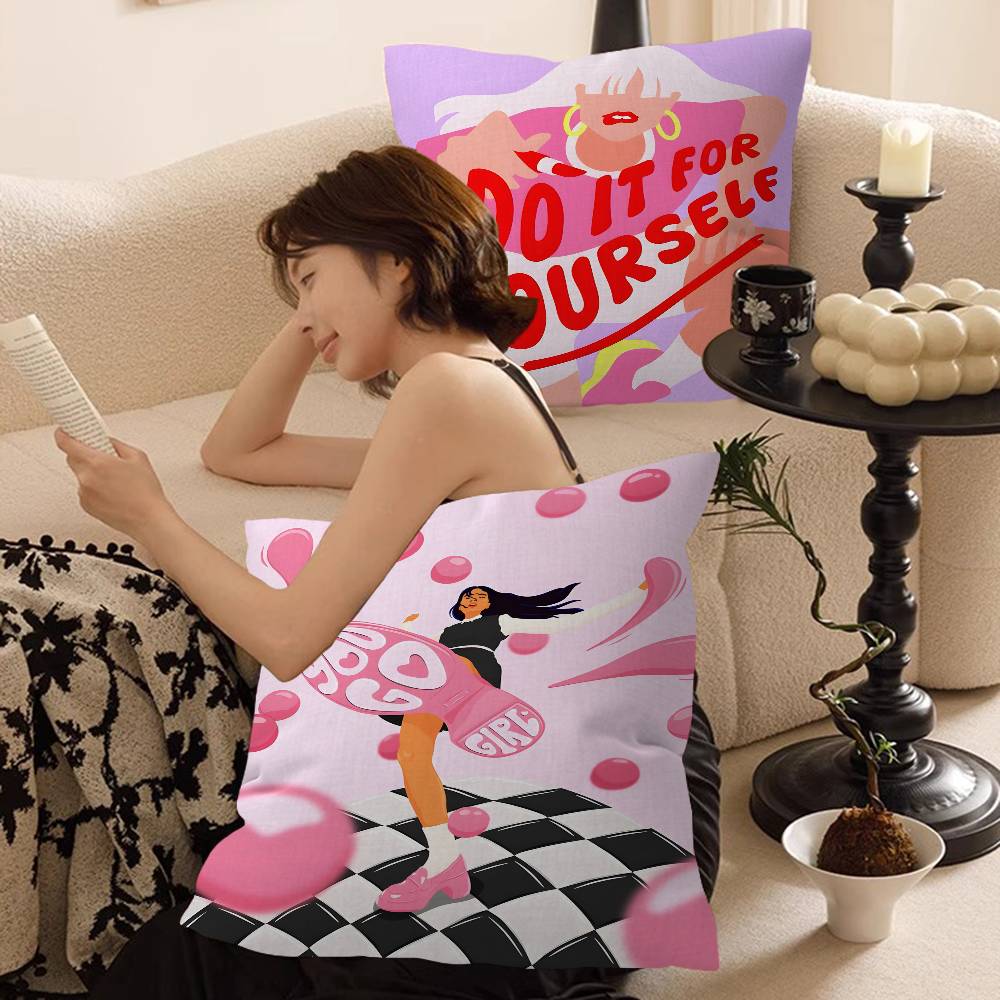 Feminist Fashion Art Pink Girl Cushion Cover Decorative Pillow Sofa Home Decor case pillow cases