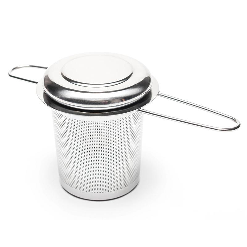304 Stainless Steel Tea Drain with Lid Tea Strainer Collapsible Double Handle Tea Strainer with Lid Tea Brewer
