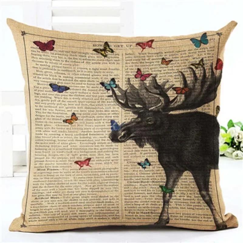 Drop Shipping Custom Elk New 24 Styles Linen Pillow Cover Geometric Deer Cushion Cover Nordic Style Home Decorative Pillow Case
