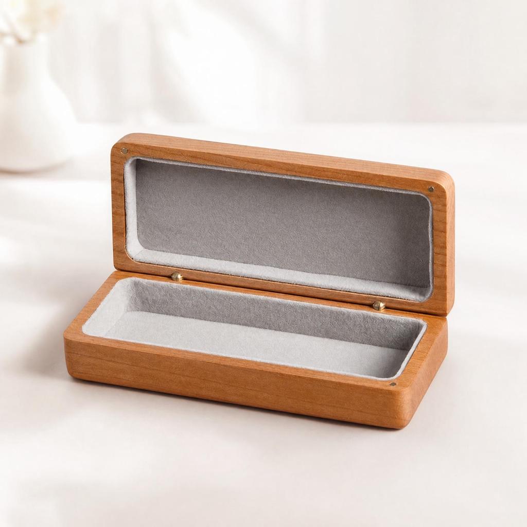 Solid Wood Eyeglasses Case Sturdy Wooden Glasses with Hinged Lid