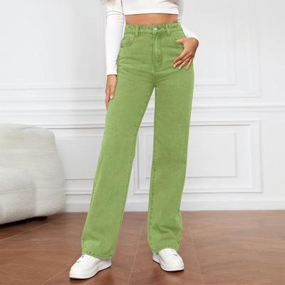 Women's High Waist Washed Women's Jeans Fashionable Versatile Straight Leg Pants