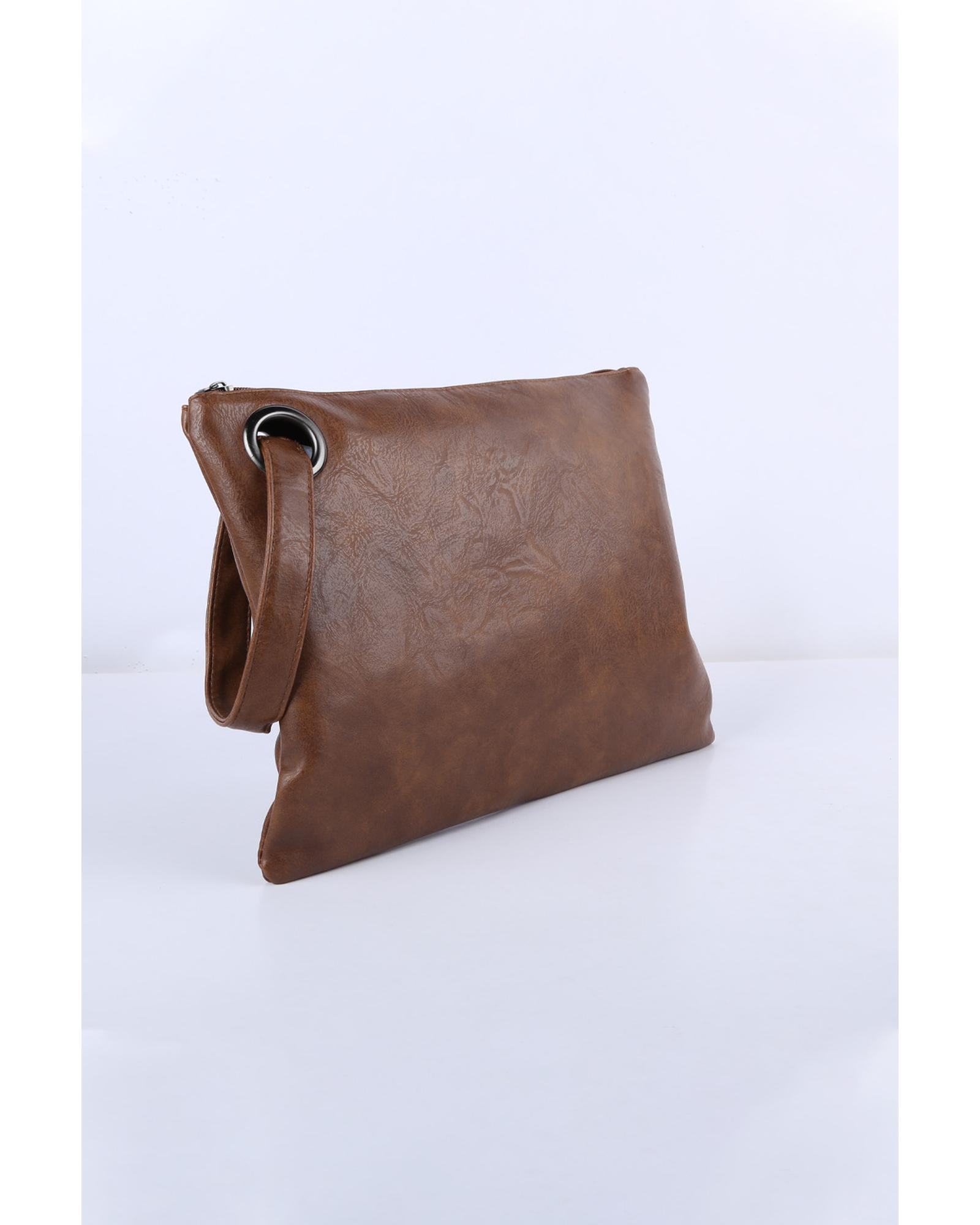 

Azura Exchange Vintage Leather Oversized Clutch Bag ONE SIZE коричневий