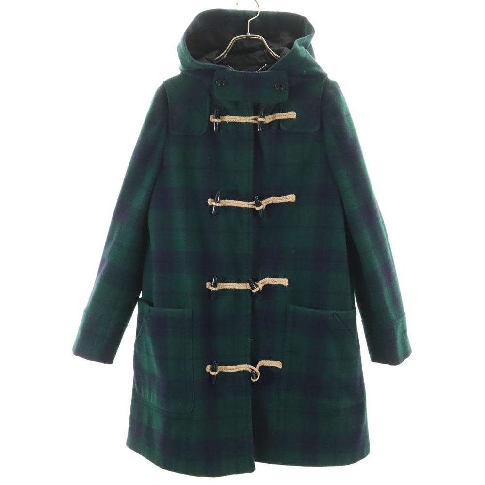SEE BY CHLOE Wool Blend Check Pattern Duffel Coat USA2 Green System Women Used