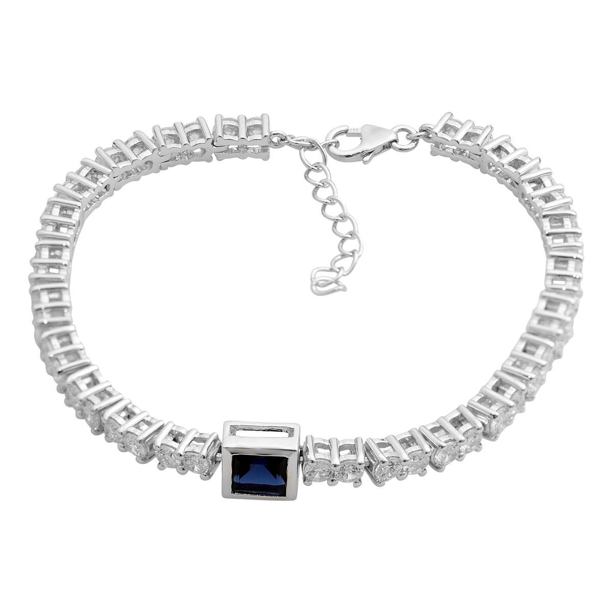 

Silver bracelet with nano sapphire 9.25ct, item weight 12.54 g (2205777) 17-20cm синій
