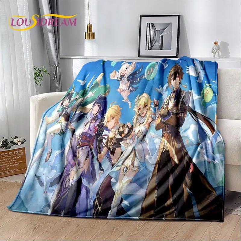 Genshin Impact Cartoon Game Soft Plush Blanket,Flannel Blanket Throw Blanket for Living Room Bedroom Bed Sofa Picnic Cover Kids
