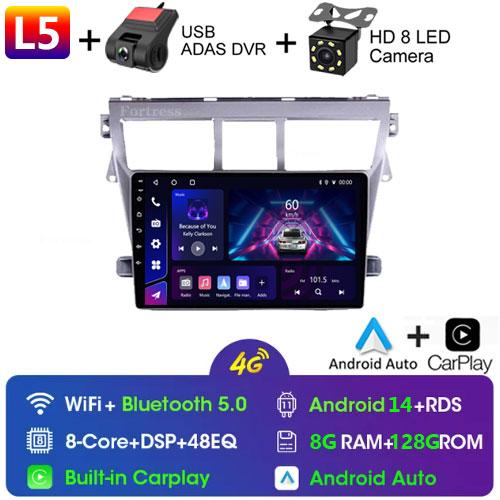 Android Auto Wireless CarPlay For Toyota Vios Yaris 2007 - 2012 Car Radio 2 Din BT Navigation GPS Multimedia Player Stereo