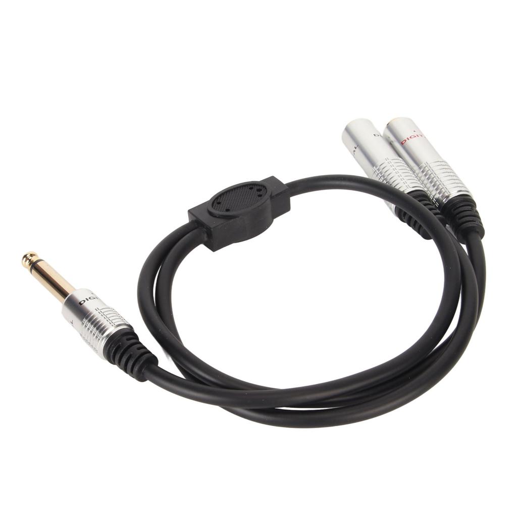 1 4 Inch Stereo Splitter Y Cable Aluminum Alloy Shell 6.35mm Mono Male Plug to Dual 6.35mm Female Jack Cable 19.7in