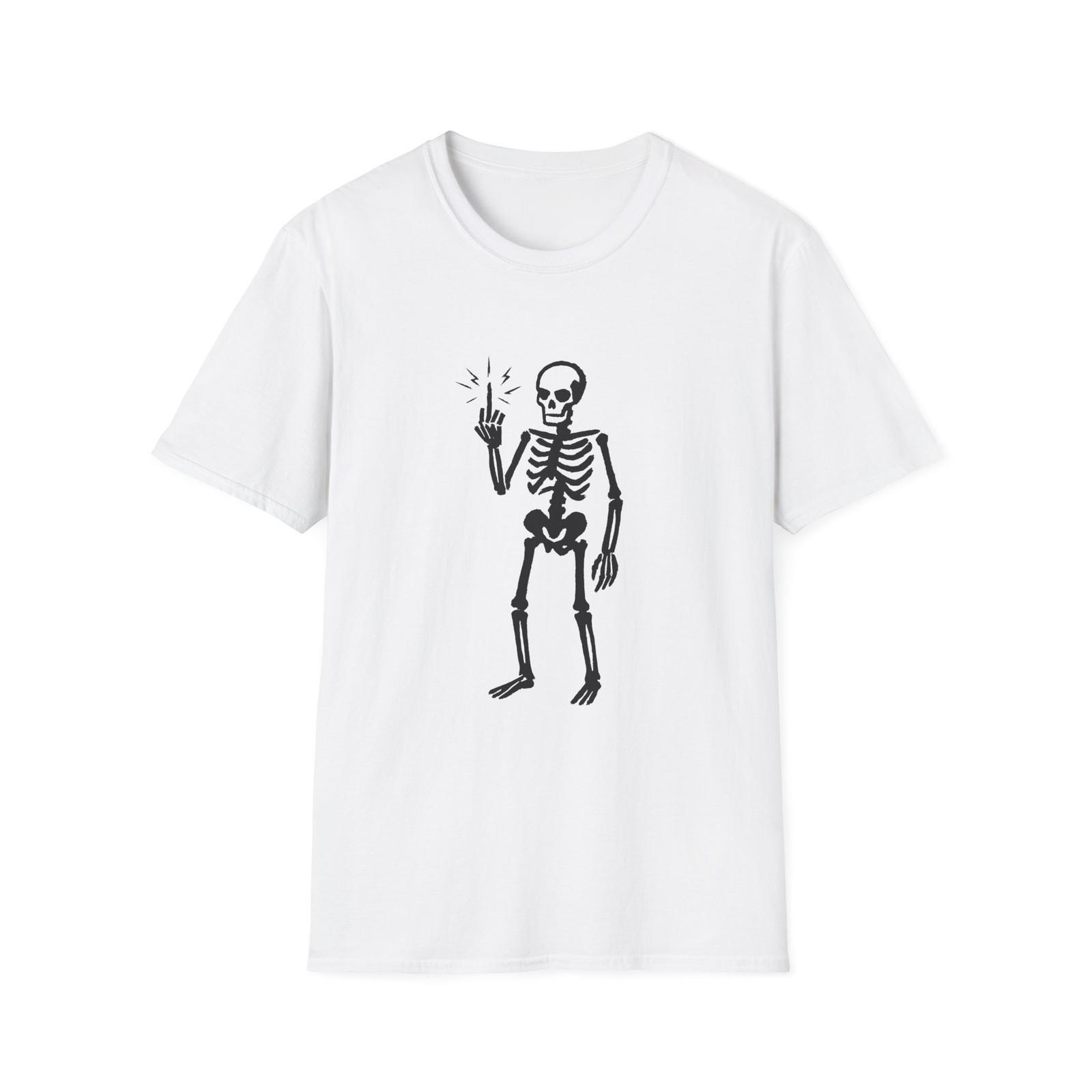 Unisex Softstyle T-Shirt Skeleton Middle Finger Defiant Gesture S