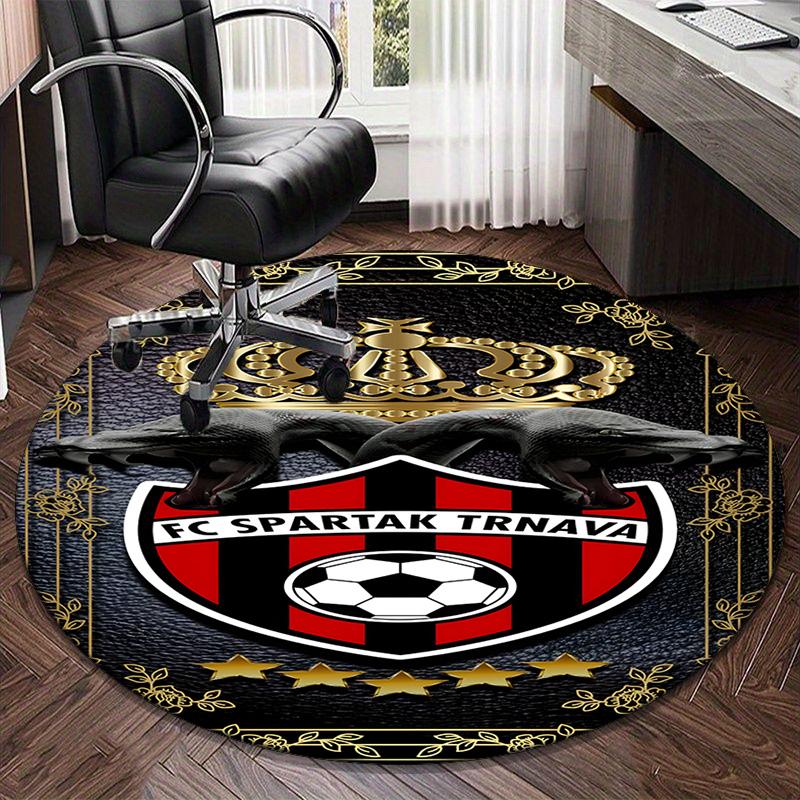 1PC round rug Star Soccer Emblem Printed Round Area Rug ,Rug For Home Office, Round Chair Rug, Decorative Carpet Fan gifts Christmas gift