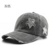Vintage Star Embroidery Baseball Cap Adjustable Outdoor Snapback Hat Washed Cotton Hollow Out Tail High Ponytail Hip Hop Hats