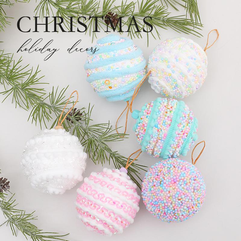 8CM Macaron Color Foam Christmas Ball Set - Creative Holiday Decorations