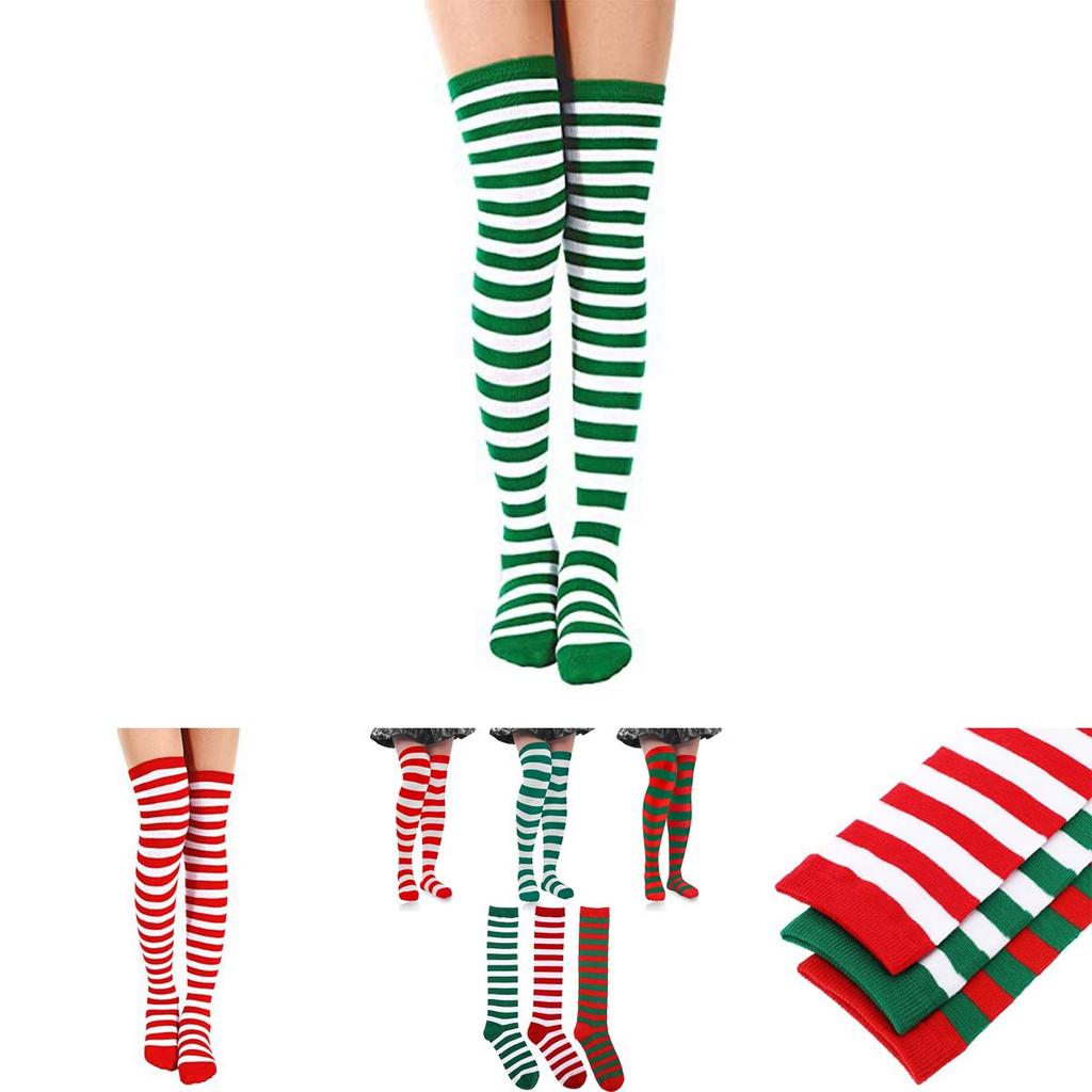 Soft Comfy Long Striped Knee Socks For Xmas Cosplay