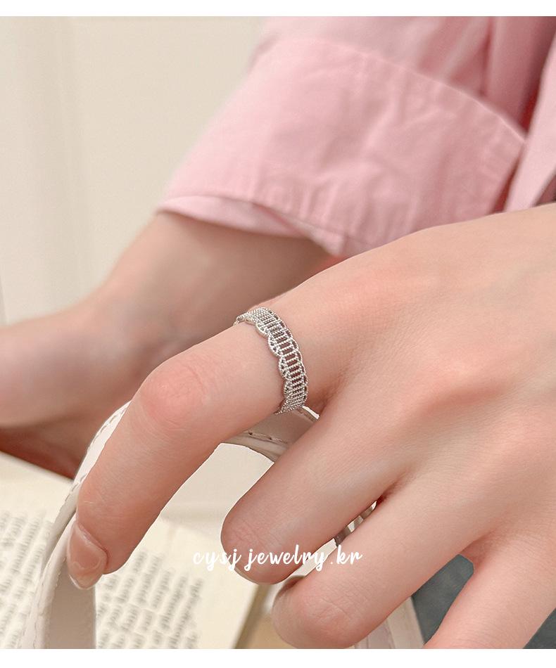 Cui Yan S925 Sterling Silver Korean Lace Flower Ring: Retro, Fashionable, Adjustable, Niche Design for Women