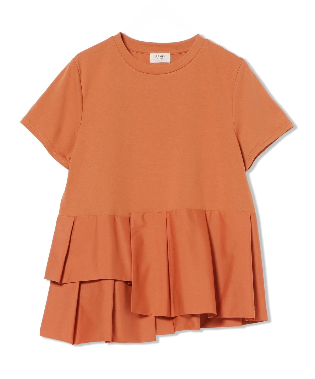 

BEAMS HEART Asymmetrical Peplum Top Women White Casual Blouse Japan ORANGE