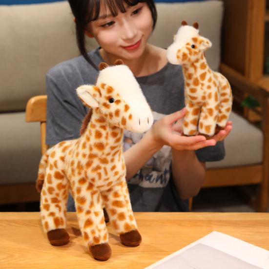 Plush Giraffe Doll Soft Cute Stuffed Giraffe Standing Plush Animal Toy Fluffy Giraffe