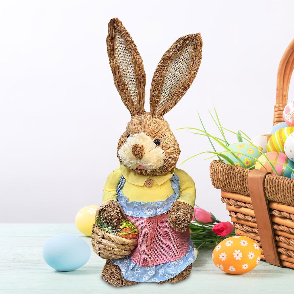 14 Inch Cartoon Easter Bunny Figure Rabbit Decoration Animal Art Crafts for Garden, Patio