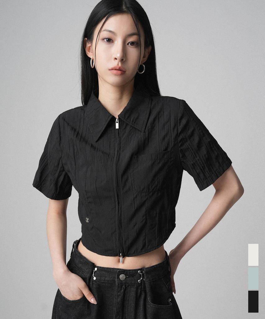 AVANDRESS Mini Femi Pleats Shirts Zip-Up - 3Col